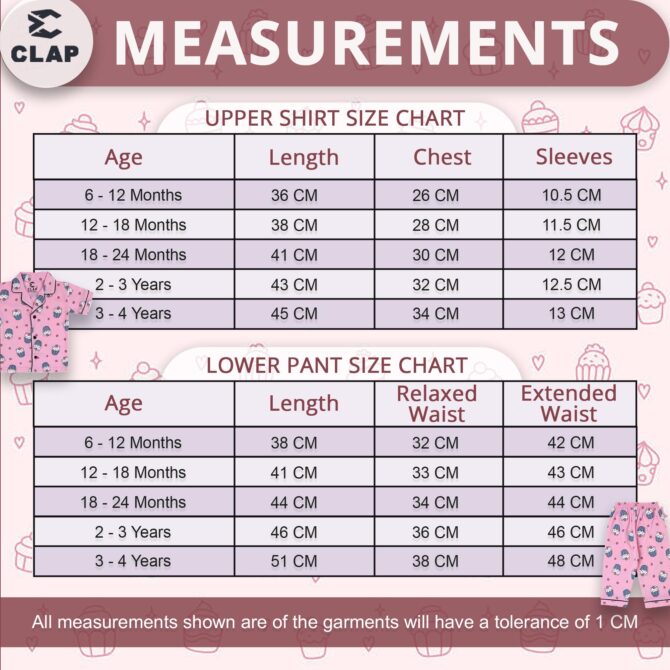 CLAP Kids Cotton Printed Half Sleeves Night Suit (2-3 Years, Pink.IC) - Image 2