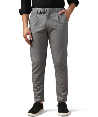 TOPLOT Men's Regular Casual Pants (Belt-Trouser-5173-Silver-30) Light Grey