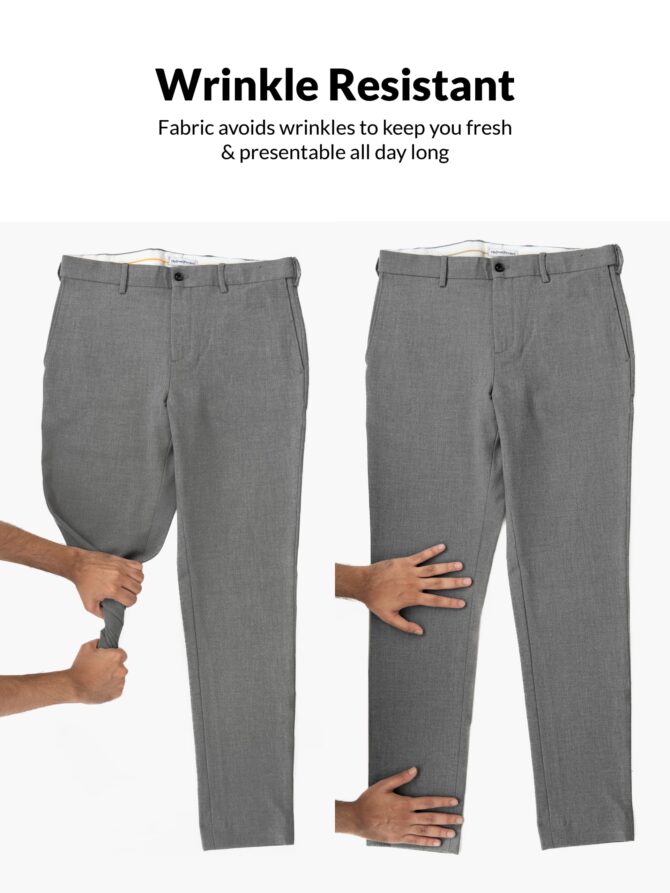 The Pant Project Luxury Pv Lycra Stretchable Grey Formal Pants For Men | Stylish Slim Fit Men's Wear Mid Rise Trousers For Office Or Party | Mens Fashion Dress Trouser Pant, 30 - Image 4