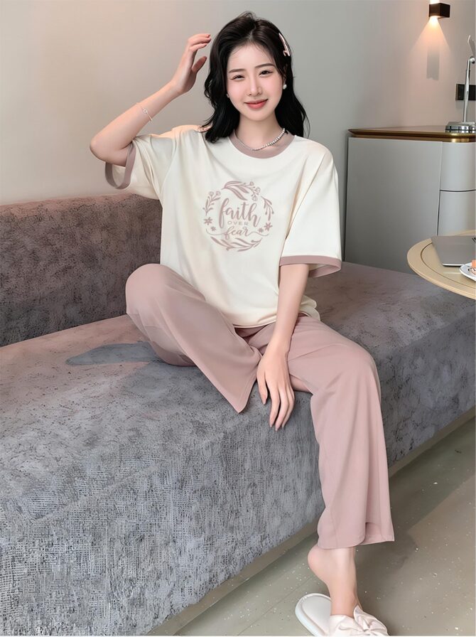 BLACKSTEP Women's Cotton Blend T-Shirt & Pyjama Ethnic Co Ord Set, Printed Night Suit, Western Dress, Sleepwear with Relaxed Fit and Stylish Design (XX-Large, Pink) - Image 2
