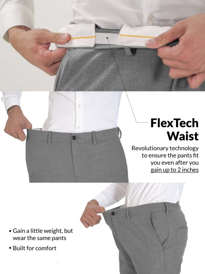 The Pant Project Luxury Pv Lycra Stretchable Grey Formal Pants For Men | Stylish Slim Fit Men's Wear Mid Rise Trousers For Office Or Party | Mens Fashion Dress Trouser Pant, 30 - Image 6