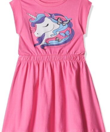 T2F Girl's Cotton A-Line Knee-Length Casual Dress (GLS-DRZ-07_Light Pink_8-9 Years)