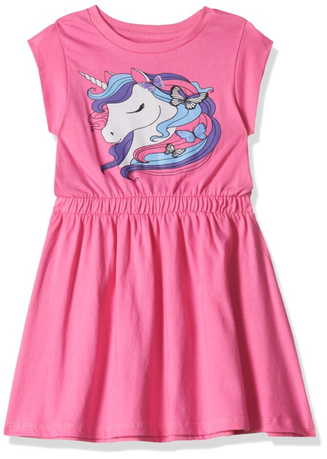 T2F Girl's Cotton A-Line Knee-Length Casual Dress (GLS-DRZ-07_Light Pink_8-9 Years)