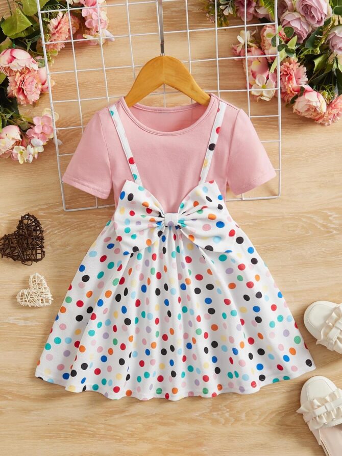 TAGAS Baby-Girl's Nylon A-Line Knee-Length Dress (KD-219-PINK-1_Pink_1 2 Years) - Image 6
