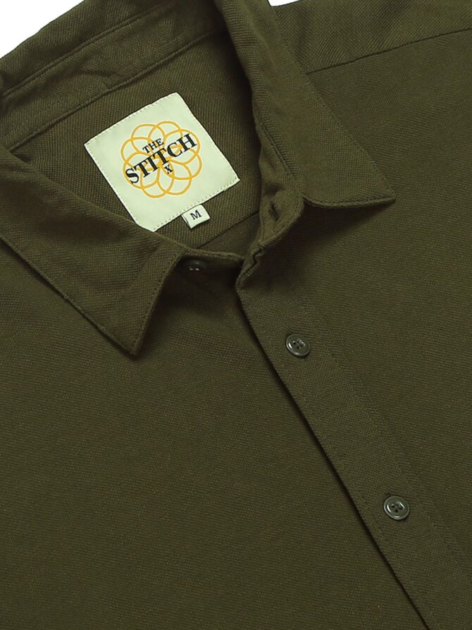 StitchX Solid Shirt for Men Cotton Full Sleeves Regular Fit Plain Mens Shirts Spread Collar Stylish Casual Shirts for Mens Comfortable Fashionable Office Party Casual Wear Mens Shirt Olive Green L - Image 9