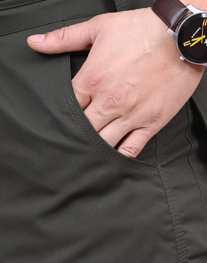 Men's Ribstop Weaving Non-Stretchable Fabric Multiple Pockets Casual Tactical Cargo Pant (Grey-28) - Image 4