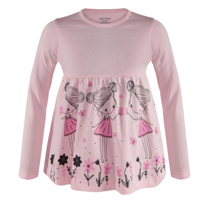 TotzTouch Cotton Premium Girls Night Wear T Shirt & Pyjama Full Sleeves | Night Dress for Girl Kids | Night Dresses Tee Top & Pajama Pant Set of 3 - Image 3
