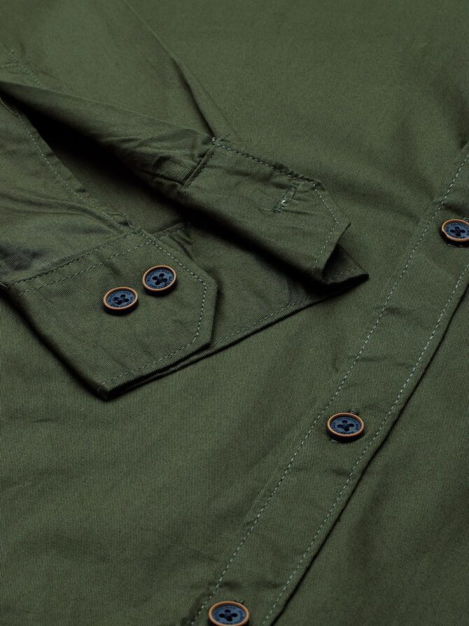 Majestic Man Classic Slim Fit Pure Cotton Casual Shirt (Medium, Olive, Men) - Image 3