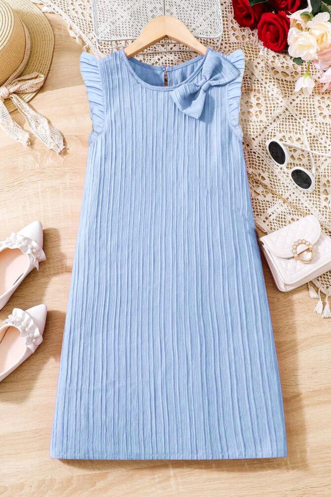Fashion Dream Girls Solid Knee Length Dress|Girl Dress|Frock|Girls Casual Dress|Frock|Solid Dress for Girls(FD.OMGFRK00072 Sky 20_Sky Blue_3-4Yrs) - Image 7