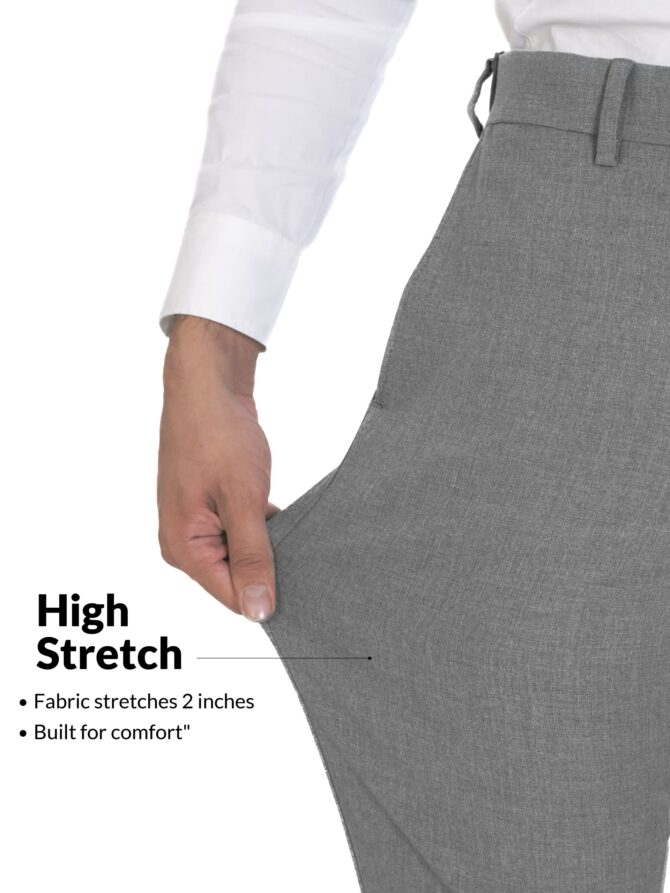 The Pant Project Luxury Pv Lycra Stretchable Grey Formal Pants For Men | Stylish Slim Fit Men's Wear Mid Rise Trousers For Office Or Party | Mens Fashion Dress Trouser Pant, 30 - Image 5