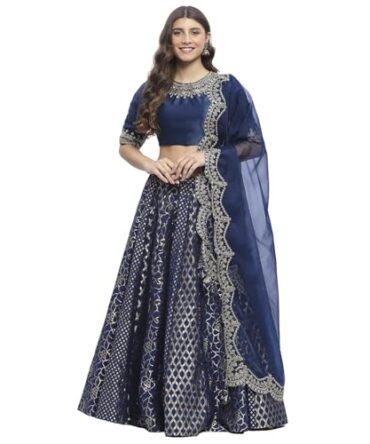 Biba Women's Viscose Blend Lehenga Set (SKDHO10404AW24BLU_Blue_34)