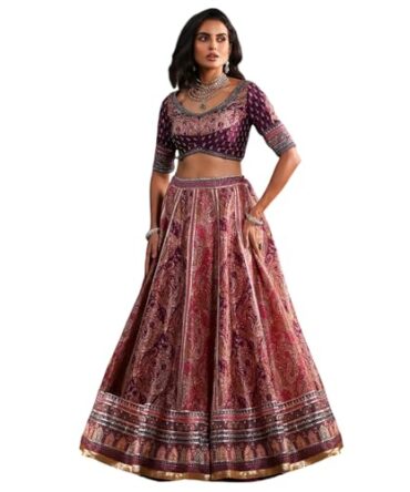 Biba Women's Polyester Lehenga Set (SKDMDNSZN30598AW25PUR_Purple_42)
