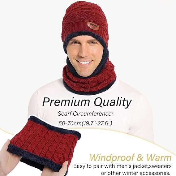 Fitness Mantra® Winter Sports Cap & Muffler for Men & Women| Beanie Cap| 1 Set| (Multicolor) - Image 3