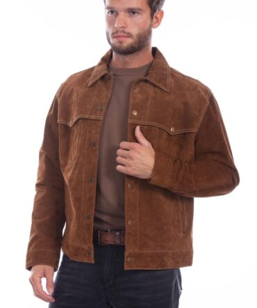 Scully Western Jacket Mens Snap Modified Denim Cafe Brown F0_1098, Cafe Brown, XX-Large