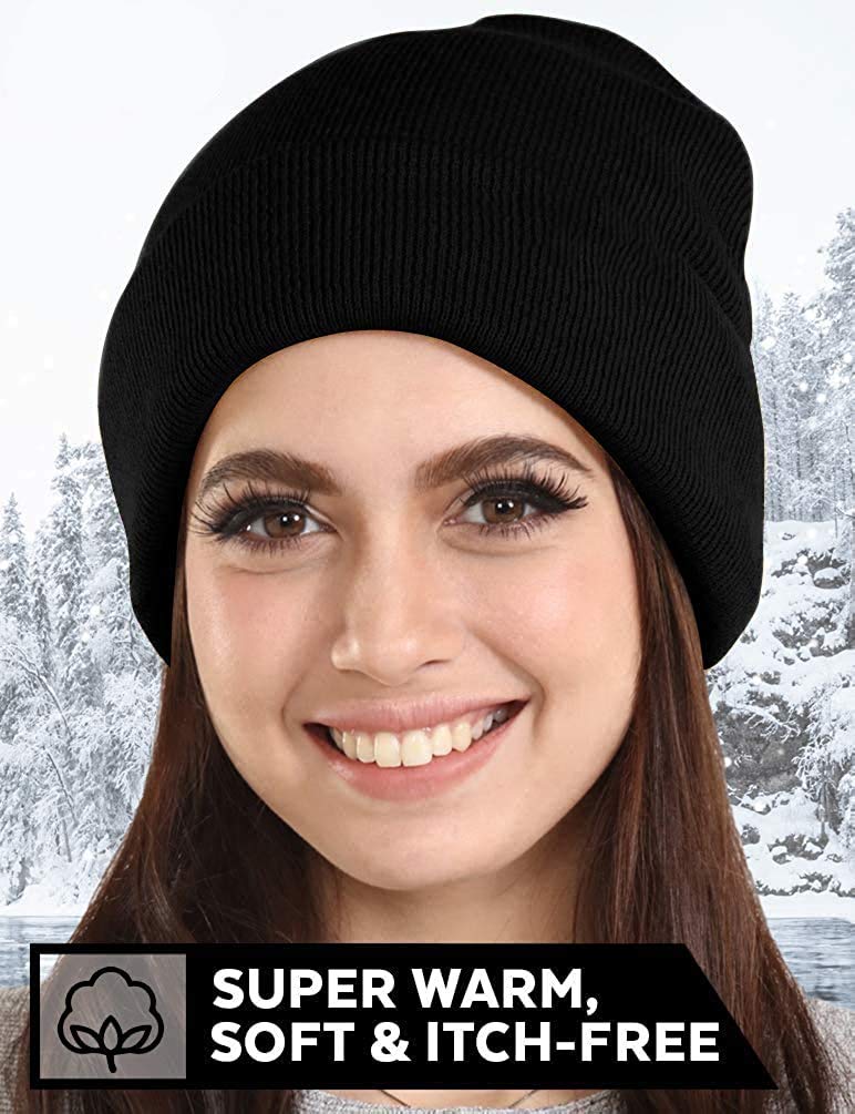 DIGITAL SHOPEE Plain Winter Woolen Wind and Snow Proof Knitted Beanie Uncle Skull Cap for Men's and Women's- Free Size, Black - Image 6