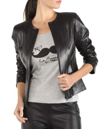 Aaron Craft Black Women's Lambskin Leather Biker Jacket Small