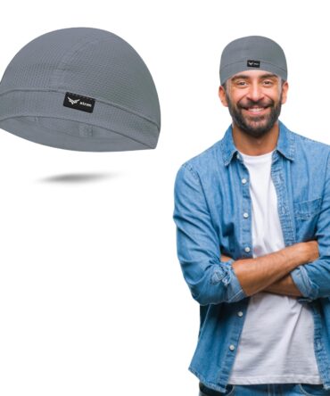 XTRIM Unisex Helmet Skull Cap for Bikers & Cyclists, Cotton Head Cap, Hair Inner Helmet Cap for Men, Sweat Cooling Beanie Cap for Men for Women, Skull Mask for Summer, Bike Accessories (Grey Shade)