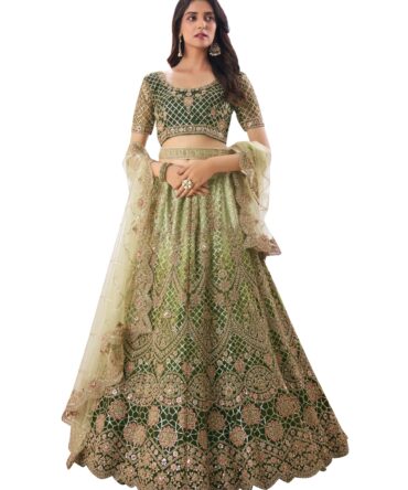 TRENDMALLS Women's Net Heavy Sequin Embroidery Work Lehenga Choli with Net Dupatta |Bridal Wedding Lehenga Choli for women (L149-Mehndi)