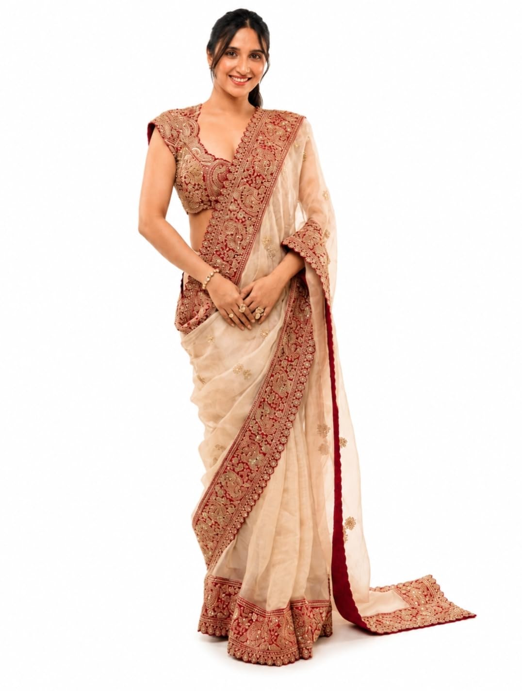Soft Zipsy Silk Saree with Dori Embroidery and Sequins Work