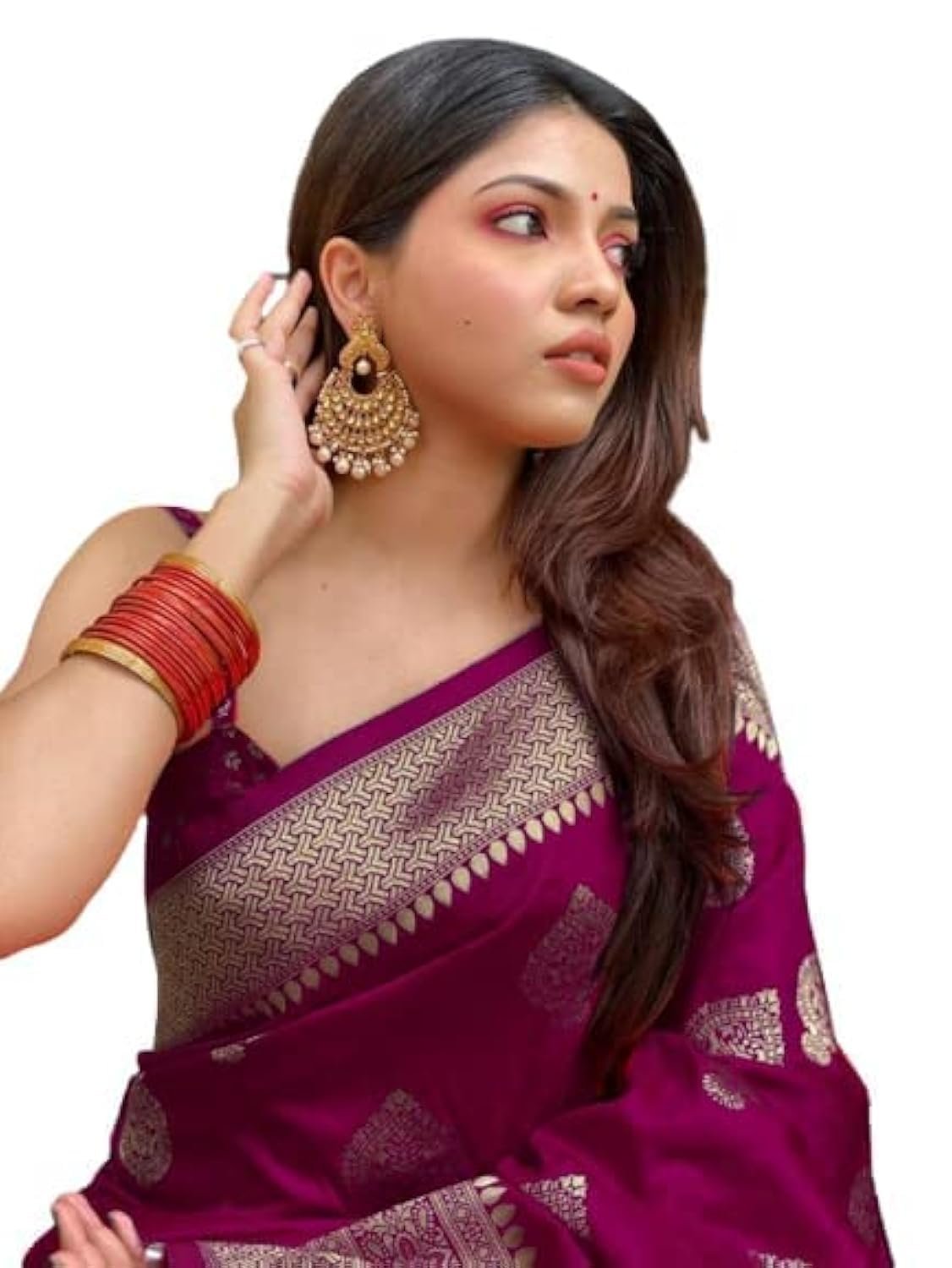 Women's Banarasi Silk Saree Pure Soft Kanjivaram Sari Party Design Wear Pattu Sarees Latest Cotton With Blouse Piece For Wedding Sadi New Ladies 2026 500 collection 1000 (Pari122 Wine)