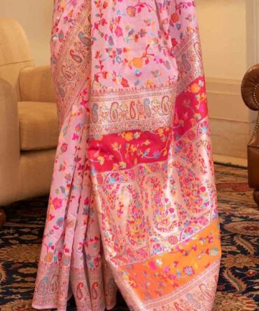 Womens Kanjivaram Banarasi Silk Saree Kanchipuram Patola saree (BABY PINK)